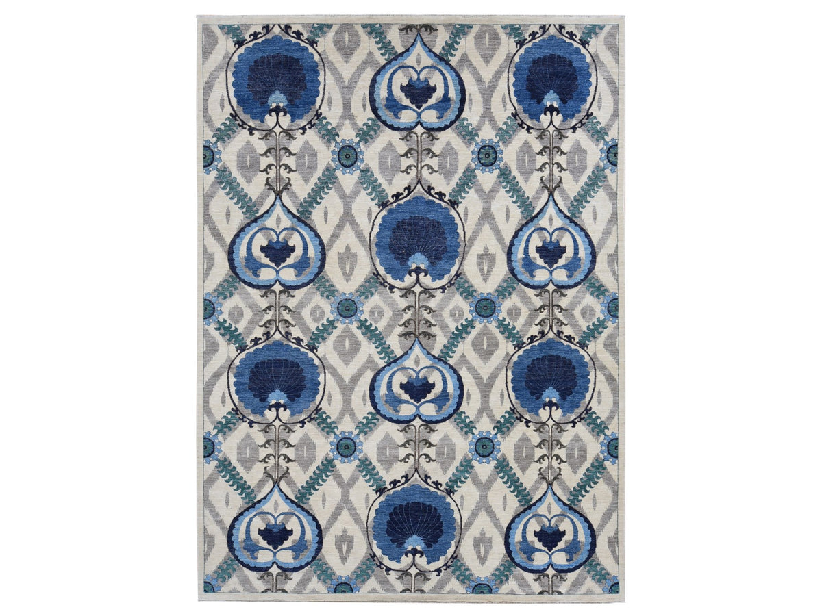 Clearance hand-knotted wool rug in Ivory, 10' x 13'9" — SKU O087511