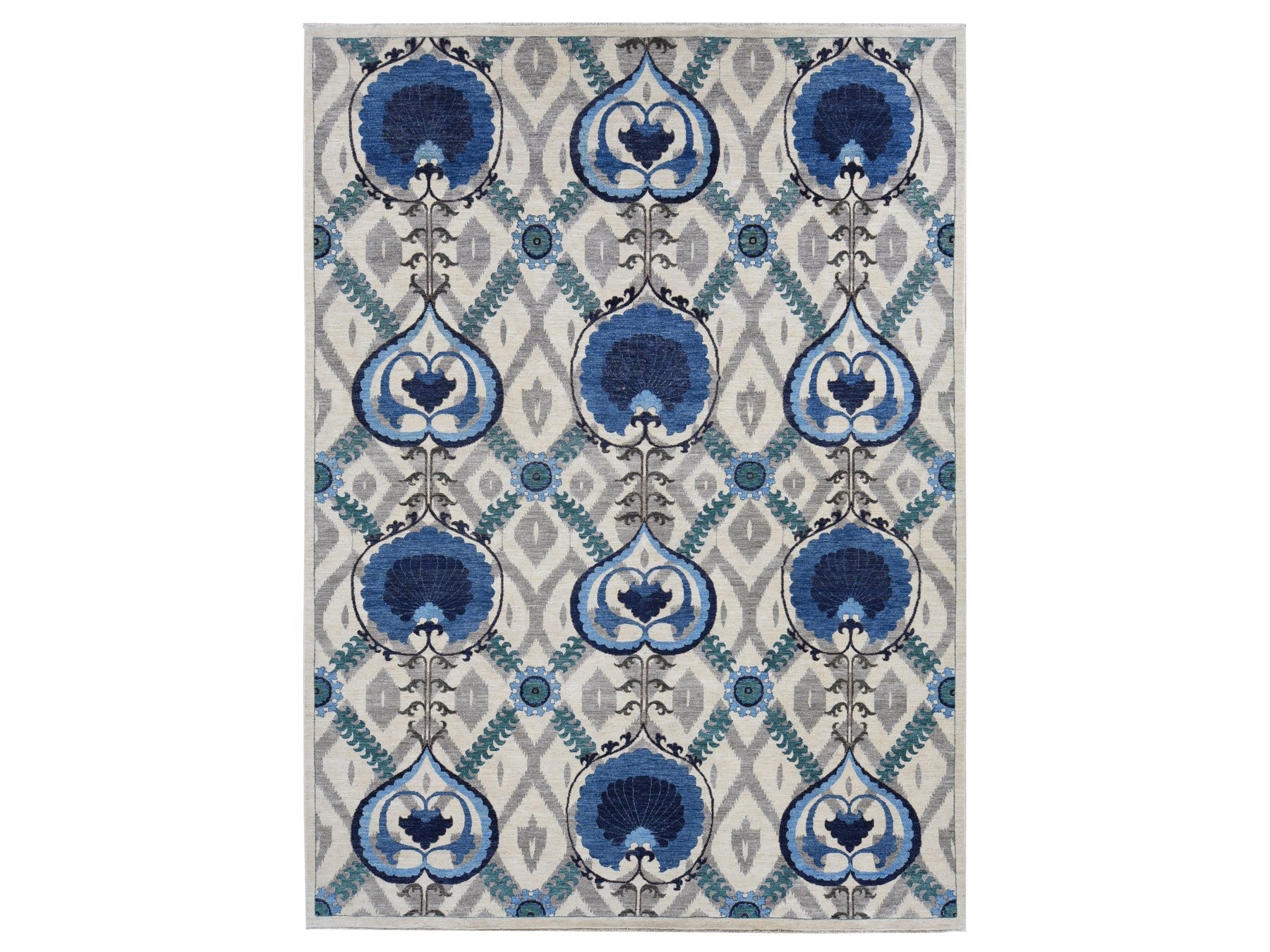 Clearance hand-knotted wool rug in Ivory, 10' x 13'9" — SKU O087511