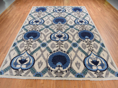Clearance hand-knotted wool rug in Ivory, 10' x 13'9" — SKU O087511 (view 2)