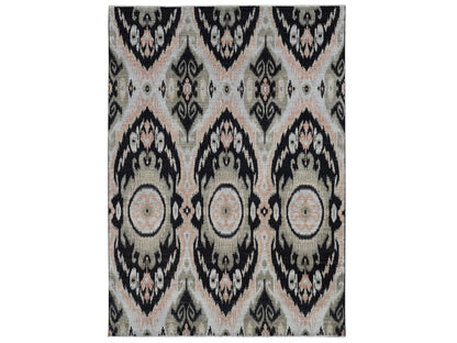 Black 9'1" x 13'0" Ikat And Suzani Design Hand knotted Wool Rug - Sku: O087513