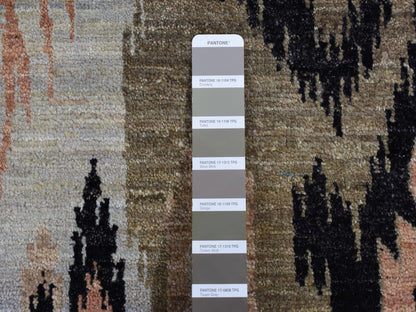 Black 9'1" x 13'0" Ikat And Suzani Design Hand knotted Wool Rug - Sku: O087513
