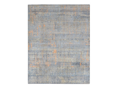 Blue 8'0" x 10'0" Modern and Contemporary Hand knotted Wool/Silk Rug - Sku: O087514