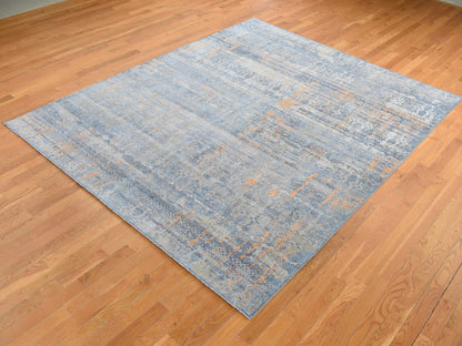 Blue 8'0" x 10'0" Modern and Contemporary Hand knotted Wool/Silk Rug - Sku: O087514
