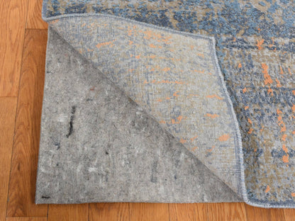 Blue 8'0" x 10'0" Modern and Contemporary Hand knotted Wool/Silk Rug - Sku: O087514