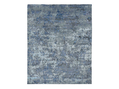 Modern / Contemporary hand-knotted wool/silk rug in Gray, 7'10" x 9'9" — SKU O087515