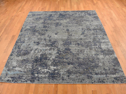 Modern / Contemporary hand-knotted wool/silk rug in Gray, 7'10" x 9'9" — SKU O087515 (view 2)