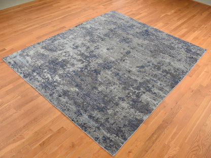 Modern / Contemporary hand-knotted wool/silk rug in Gray, 7'10" x 9'9" — SKU O087515 (view 3)