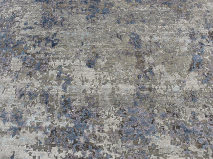 Modern / Contemporary hand-knotted wool/silk rug in Gray, 7'10" x 9'9" — SKU O087515 (view 8)