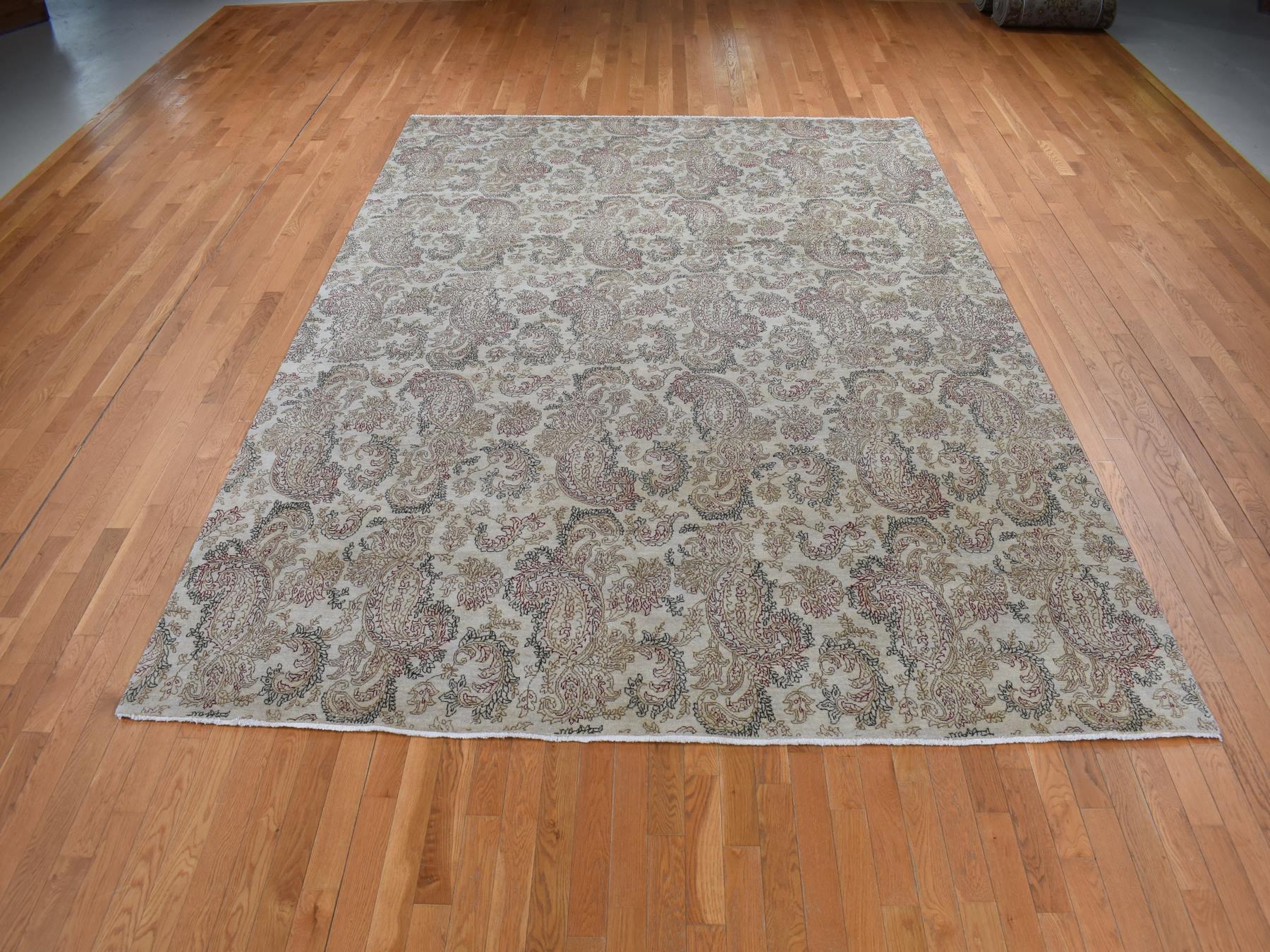 Agra Fine Oriental hand-knotted wool rug in Gray, 9'1" x 12'3" — SKU O087519 (view 2)