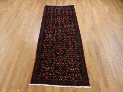 Blue 3'9" x 9'7" Persian Hand knotted Wool Rug - Sku: O087523