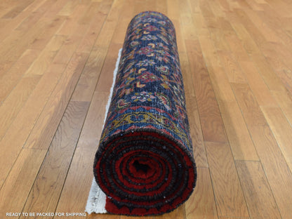 Blue 3'9" x 9'7" Persian Hand knotted Wool Rug - Sku: O087523