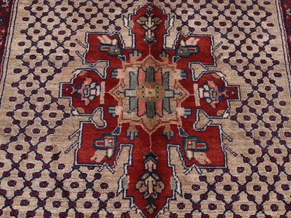 Brown 5'1" x 10'2" Persian Hand knotted Wool Rug - Sku: O087527