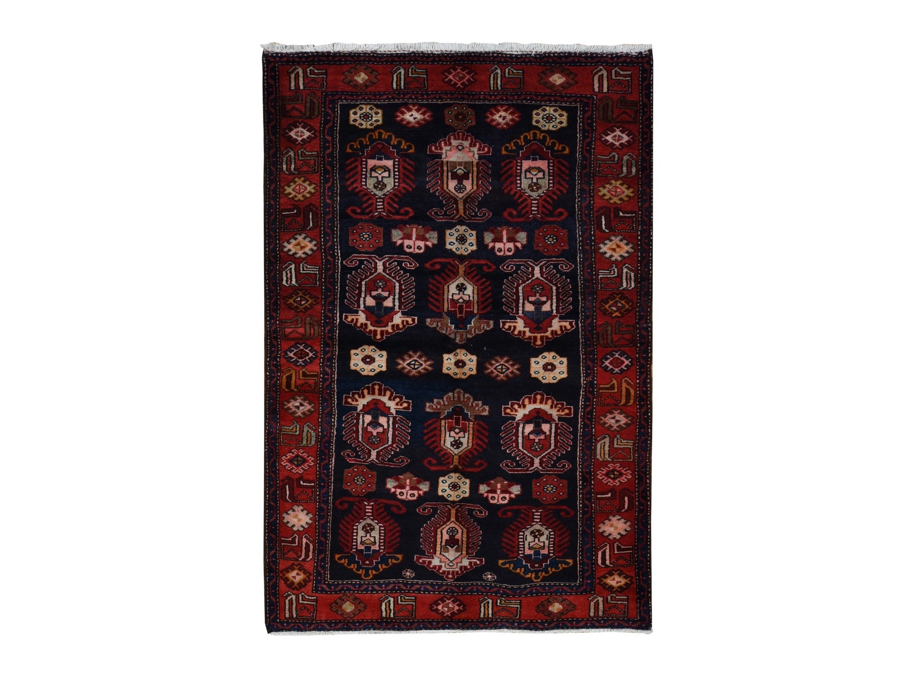 Malayer Persian hand-knotted wool rug in Red, 4'8" x 7' — SKU O087540