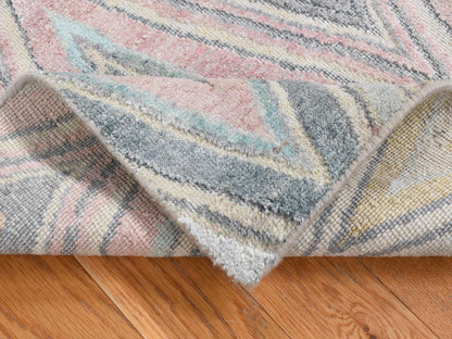 Blue 2'0" x 2'0" Modern and Contemporary Hand knotted Silk Rug - Sku: O087545