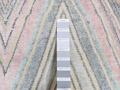 Blue 2'0" x 2'0" Modern and Contemporary Hand knotted Silk Rug - Sku: O087545