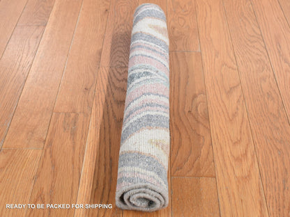 Blue 2'0" x 2'0" Modern and Contemporary Hand knotted Silk Rug - Sku: O087545