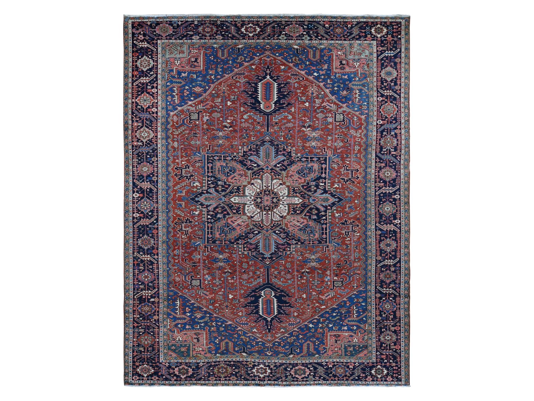 Heriz Heriz hand-knotted wool rug in Red & Blue, 12'3" x 16'1" — SKU O087561