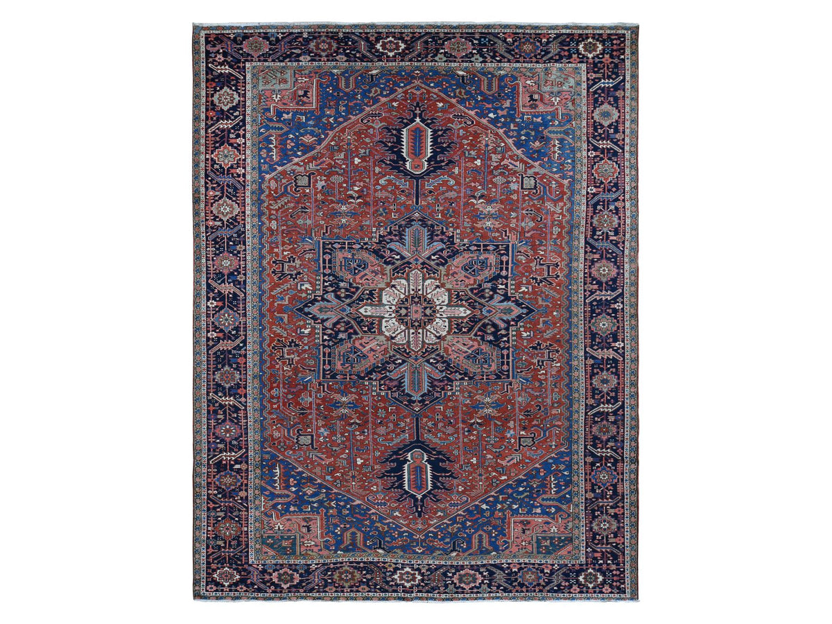 Heriz Heriz hand-knotted wool rug in Red & Blue, 12'3" x 16'1" — SKU O087561