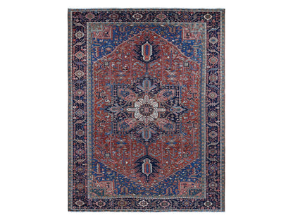 Heriz Heriz hand-knotted wool rug in Red & Blue, 12'3" x 16'1" — SKU O087561