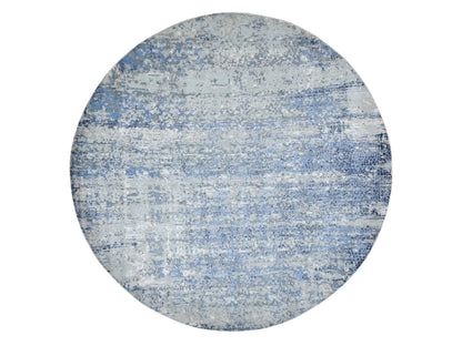 Blue 8'10" x 8'10" Modern and Contemporary Hand knotted Wool/Silk Rug - Sku: O087568