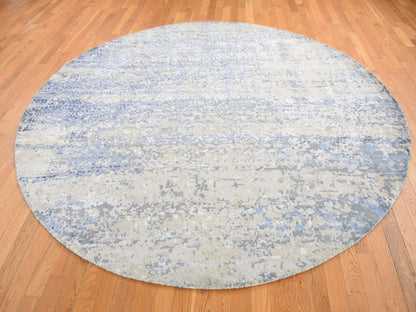 Blue 8'10" x 8'10" Modern and Contemporary Hand knotted Wool/Silk Rug - Sku: O087568