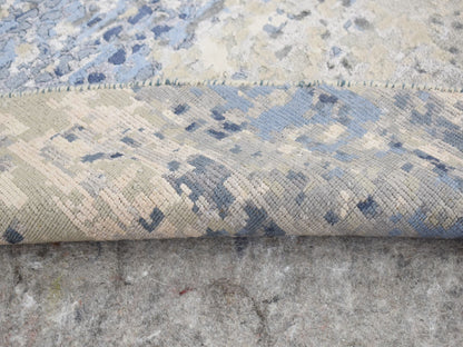 Blue 8'10" x 8'10" Modern and Contemporary Hand knotted Wool/Silk Rug - Sku: O087568
