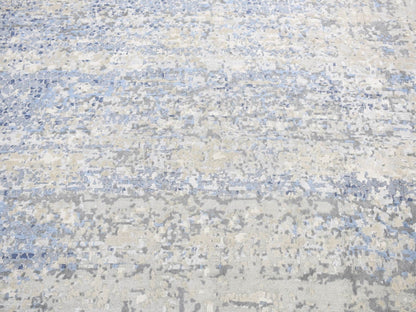 Blue 8'10" x 8'10" Modern and Contemporary Hand knotted Wool/Silk Rug - Sku: O087568