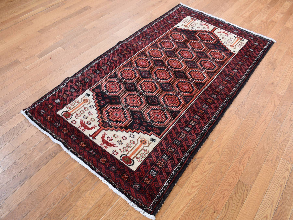 Persian hand-knotted wool rug in Red, 3'10" x 7'1" — SKU O087572 (view 3)