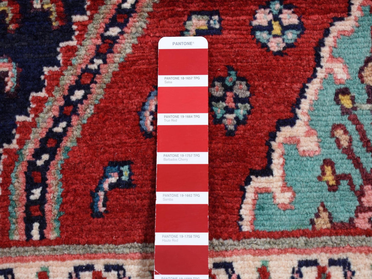 Persian hand-knotted wool rug in Red & Blue, 5'1" x 9'7" — SKU O087575 (view 7)