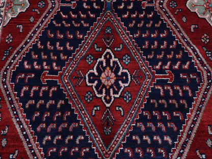 Persian hand-knotted wool rug in Red & Blue, 5'1" x 9'7" — SKU O087575 (view 8)