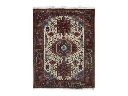 Heriz hand-knotted wool rug in Ivory & Brown, 5'1" x 6'7" — SKU O087585