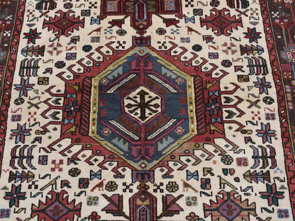 Heriz hand-knotted wool rug in Ivory & Brown, 5'1" x 6'7" — SKU O087585 (view 8)