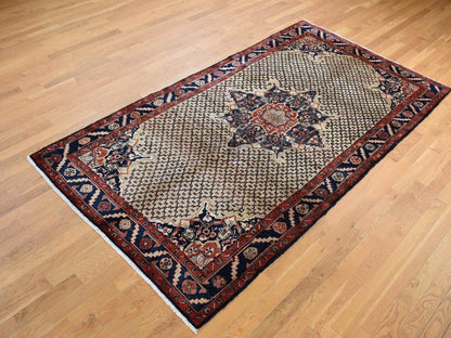 Beige 5'2" x 9'8" Persian Hand knotted Wool Rug - Sku: O087590