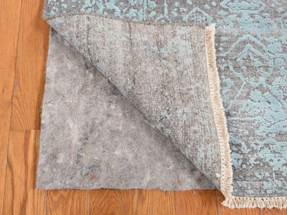 Green 3'0" x 4'10" Transitional Hand knotted Wool/Silk Rug - Sku: O087602