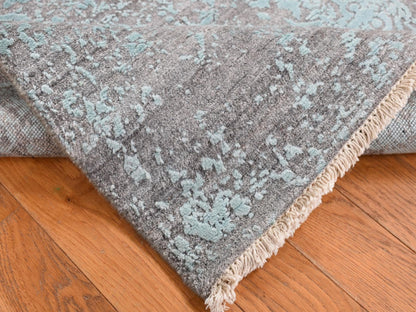 Green 3'0" x 4'10" Transitional Hand knotted Wool/Silk Rug - Sku: O087602
