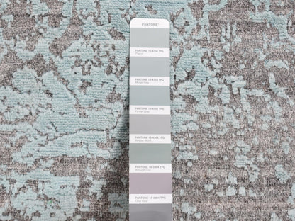 Green 3'0" x 4'10" Transitional Hand knotted Wool/Silk Rug - Sku: O087602