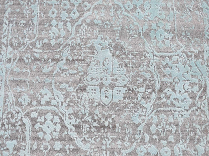 Green 3'0" x 4'10" Transitional Hand knotted Wool/Silk Rug - Sku: O087602