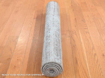 Green 3'0" x 4'10" Transitional Hand knotted Wool/Silk Rug - Sku: O087602