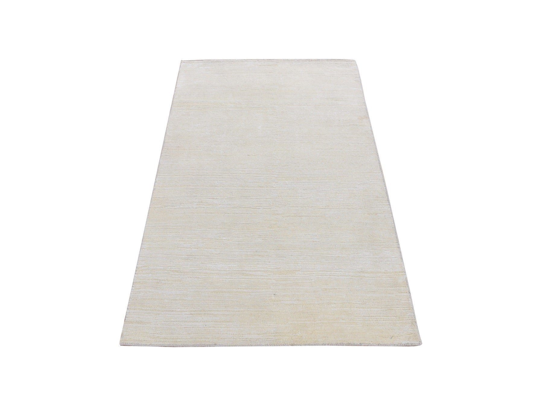 Modern / Contemporary hand-knotted wool/silk rug in Ivory, 3' x 5' — SKU O087604