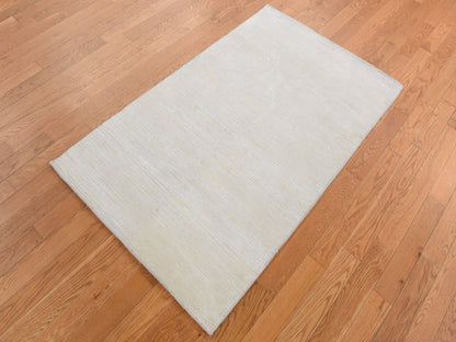 Modern / Contemporary hand-knotted wool/silk rug in Ivory, 3' x 5' — SKU O087604 (view 2)