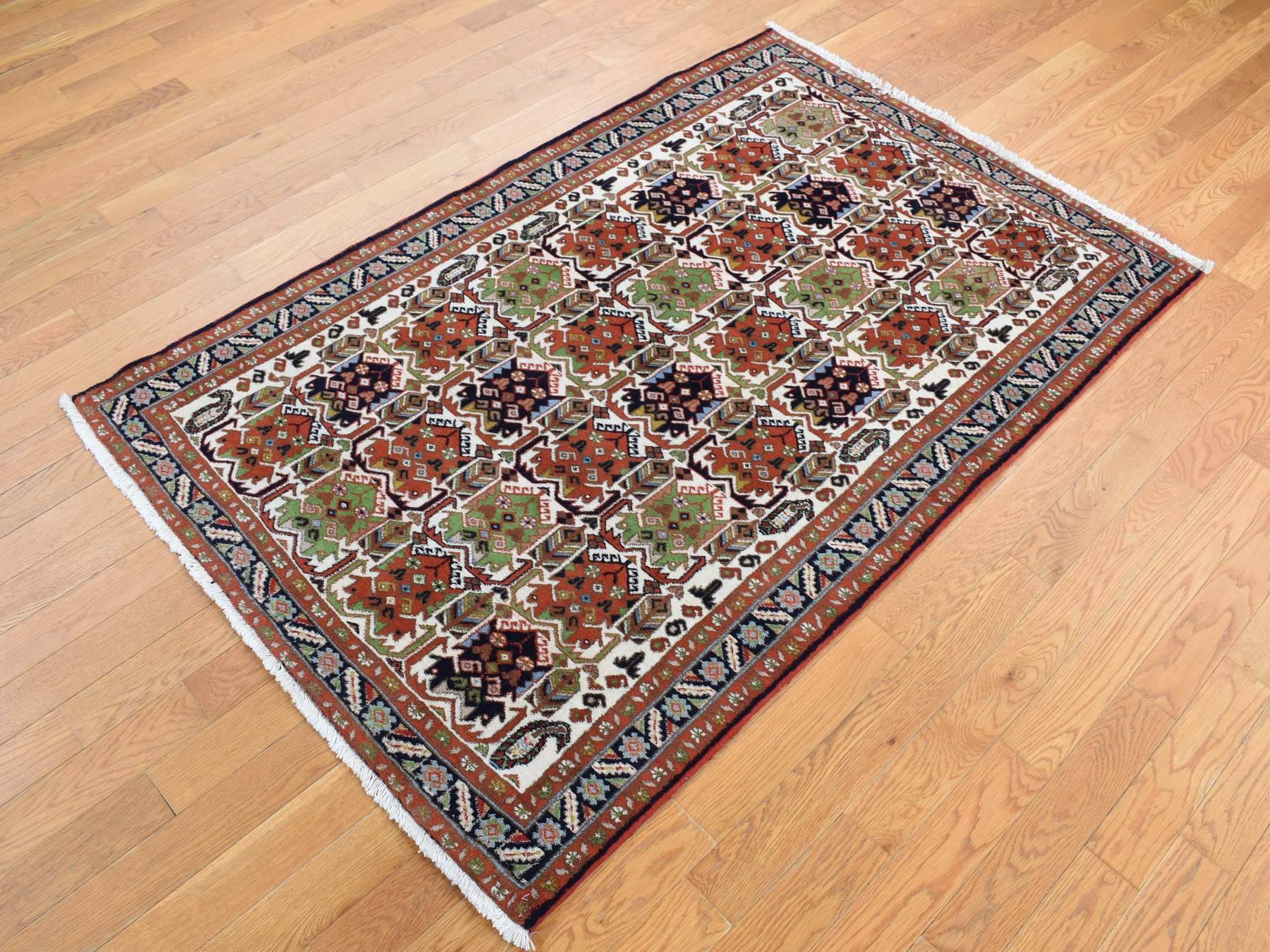 Persian hand-knotted wool rug in Ivory & Blue, 3'10" x 5'10" — SKU O087608 (view 2)
