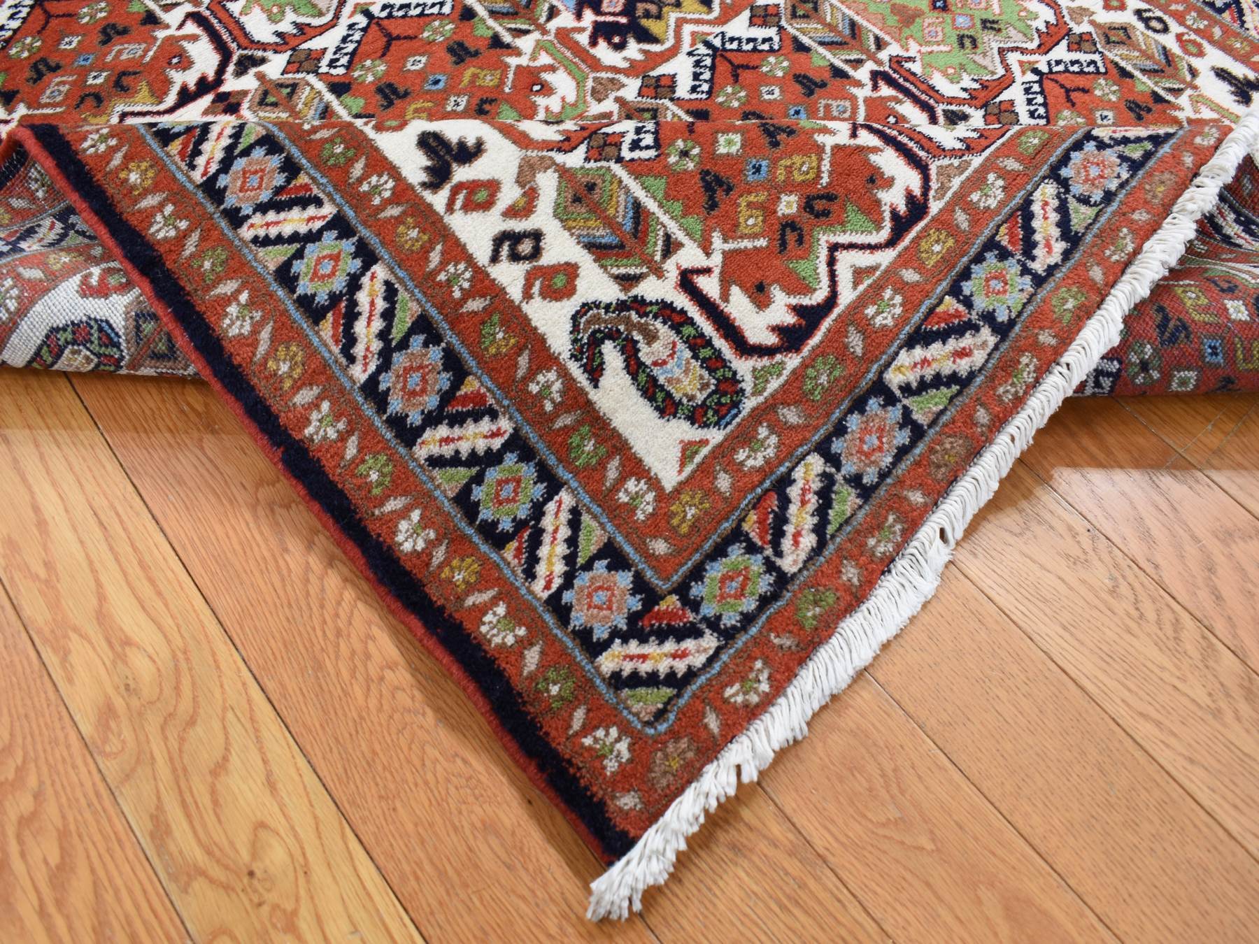 Persian hand-knotted wool rug in Ivory & Blue, 3'10" x 5'10" — SKU O087608 (view 4)