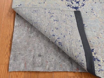 Blue 3'0" x 4'10" Transitional Hand knotted Wool/Silk Rug - Sku: O087610