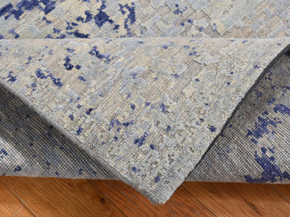 Blue 3'0" x 4'10" Transitional Hand knotted Wool/Silk Rug - Sku: O087610