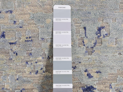 Blue 3'0" x 4'10" Transitional Hand knotted Wool/Silk Rug - Sku: O087610
