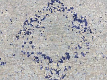Blue 3'0" x 4'10" Transitional Hand knotted Wool/Silk Rug - Sku: O087610