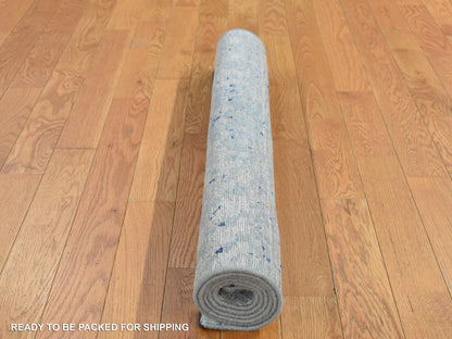 Blue 3'0" x 4'10" Transitional Hand knotted Wool/Silk Rug - Sku: O087610