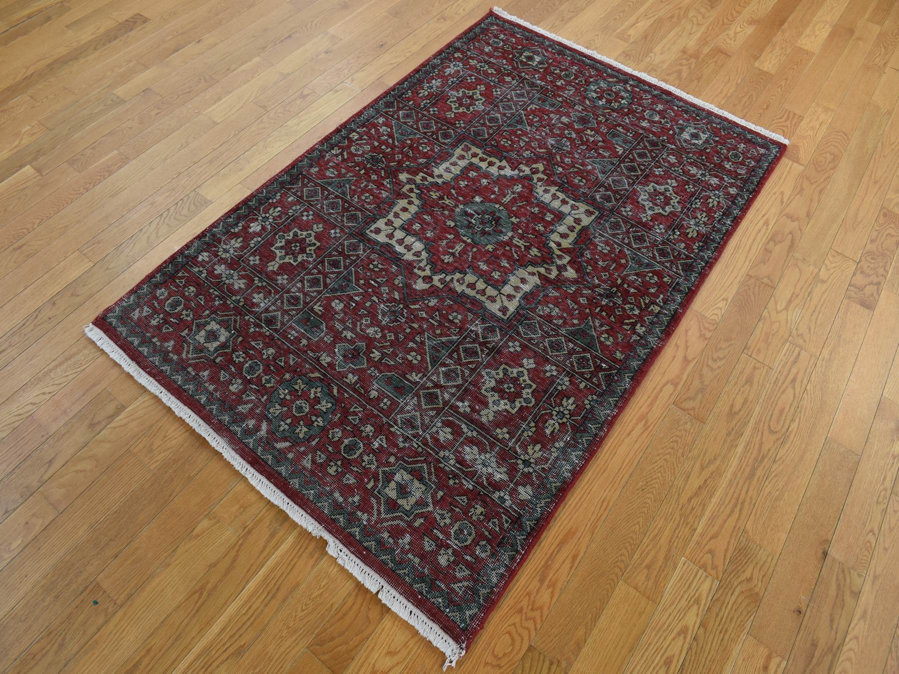 Mamluk Mamluk hand-knotted wool rug in Red & Gray, 3'10" x 6' — SKU O087611 (view 2)
