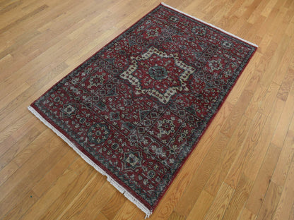 Mamluk Mamluk hand-knotted wool rug in Red & Gray, 3'10" x 6' — SKU O087611 (view 2)