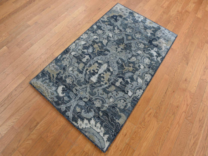 Modern / Contemporary hand-knotted wool/silk rug in Gray, 3' x 5' — SKU O087612 (view 2)